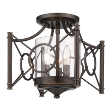 Golden Canada 3718-SF CDB-CLR - Wry Lighting Quincy 3-light Semi-Flush Mount in Cordoban Bronze